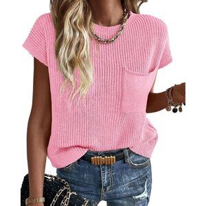 Spring Summer Short Sleeve Sweater for Women 2026 Casual Sweater Vest Cotton Kni